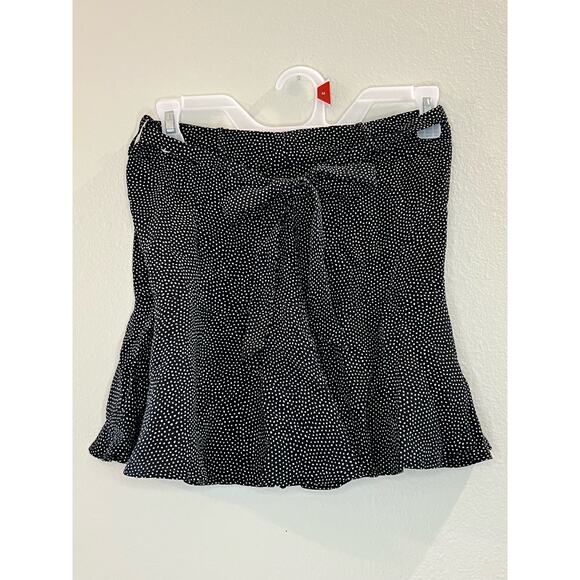 ZARA Skort Womens Small Black White Mini Polka Dot Front Tie Side Zip - Picture 1 of 6